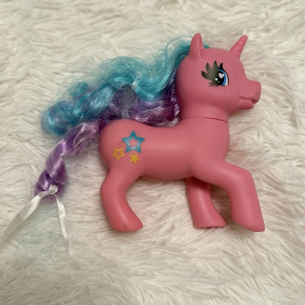 Gi-Go Wonder Pony Land Pink Unicorn with Purple Aqua Hair Shooting Stars